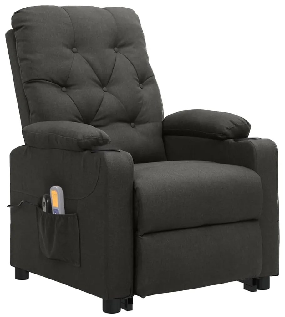 Poltrona de massagens elevatória tecido cinzento-escuro