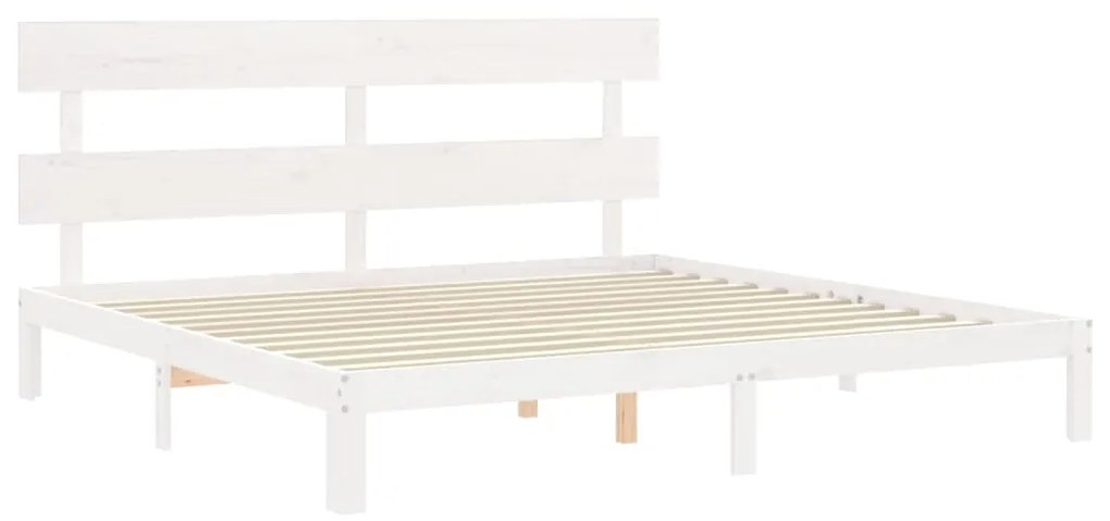 Estrutura cama Super King Size c/ cabeceira madeira branco