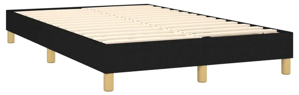 Cama box spring c/ colchão e LED 120x200 cm tecido preto