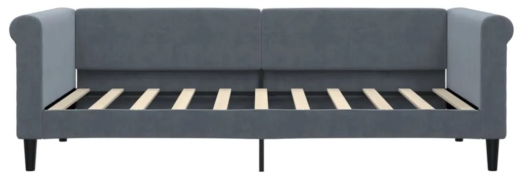 Sofá-cama com gavetão 90x190 cm veludo cinzento-escuro