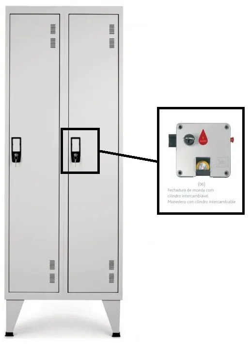 Cacifos Metálicos Duplo 2 portas - 1900x600x500 mm Moeda