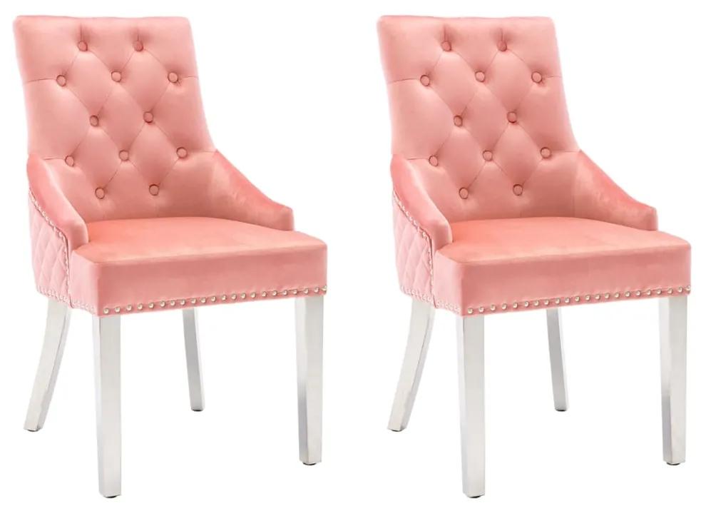 337018 vidaXL Cadeiras de jantar 2 pcs veludo rosa