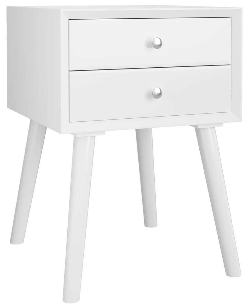 Mesa de cabeceira com 2 gavetas Mesa de cabeceira multiusos em madeira para quarto de dormir Sala de estar 40 x 40 x 59 cm Branco