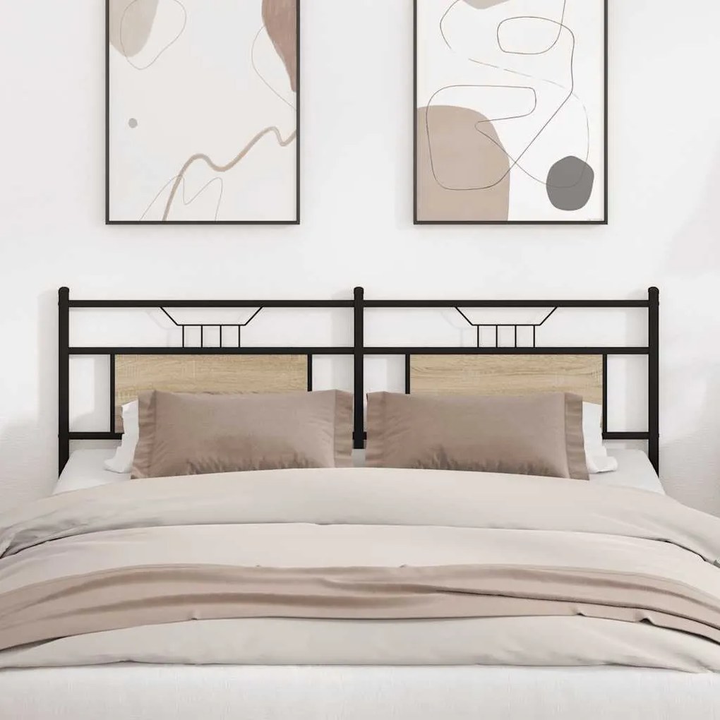 Cabeceira de cama 160 cm derivados madeira/aço carvalho sonoma