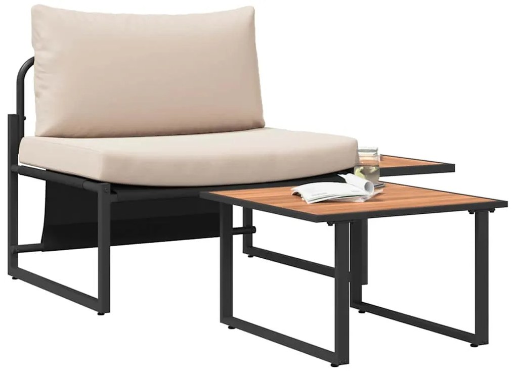 Conjunto de Sofá de Jardim de 2 Peças com Almofadas Taupe