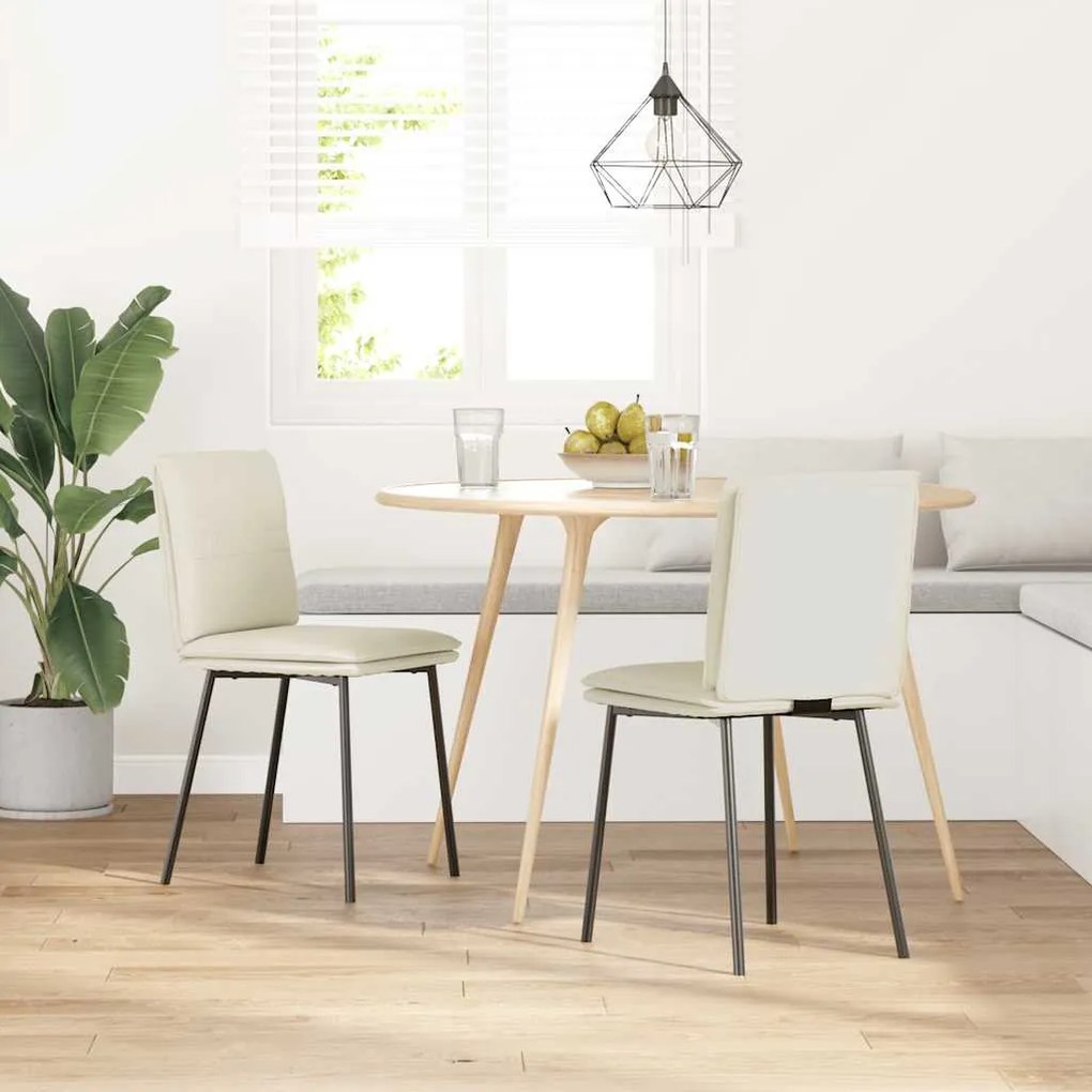 Cadeiras de jantar 2 pcs veludo cor creme