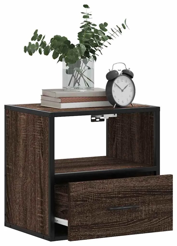 Mesa de cabeceira de parede 40x31x39,5 cm carvalho castanho
