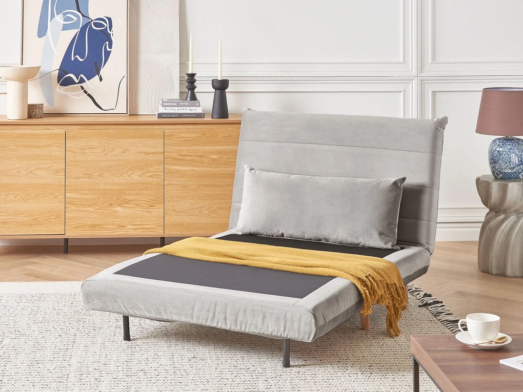 Sofá-cama em veludo cinzento claro SETTEN Beliani