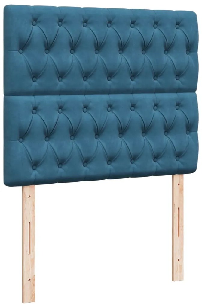 Cama boxspring com colchão 120x190 cm veludo azul