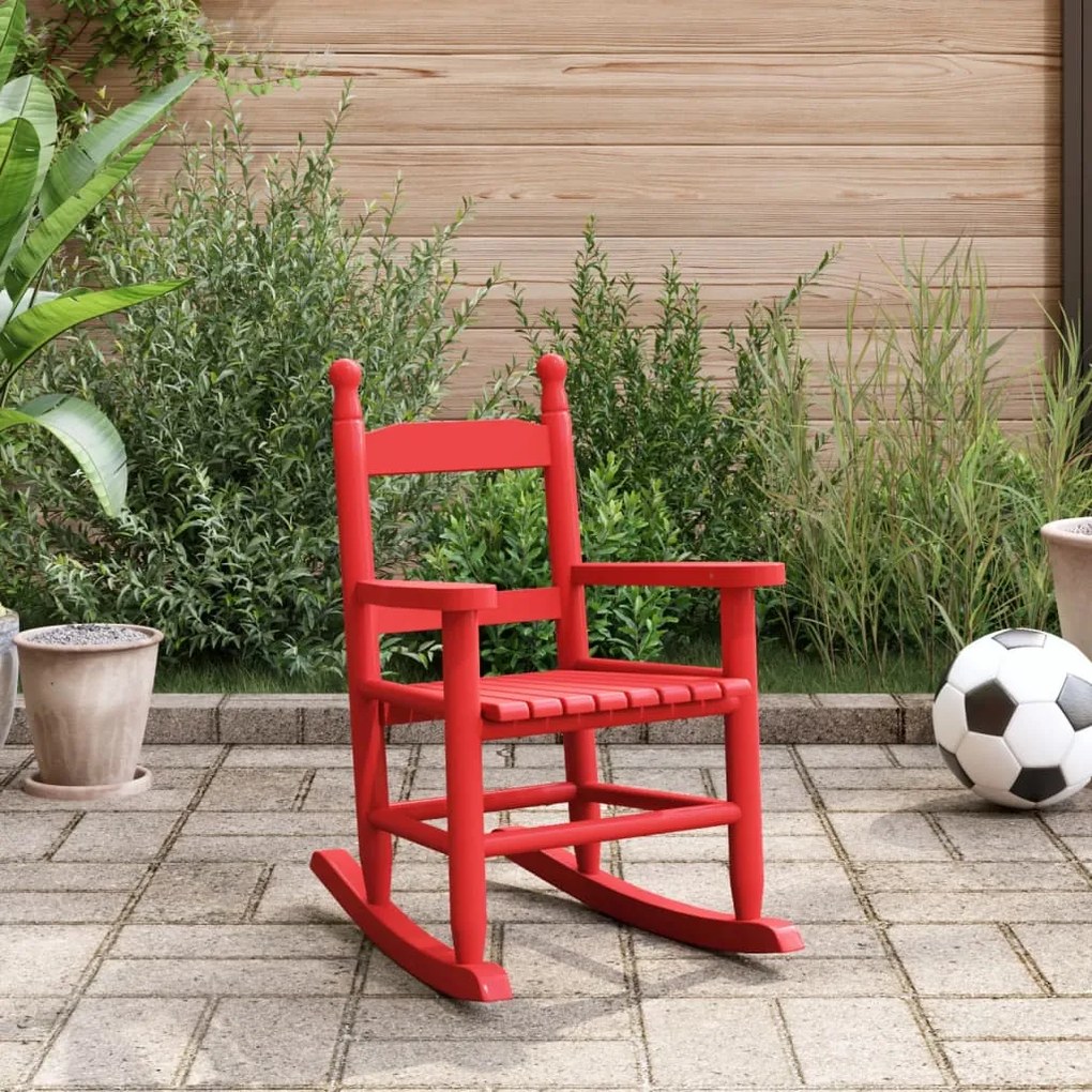 Cadeira de baloiço infantil madeira de álamo maciça vermelho