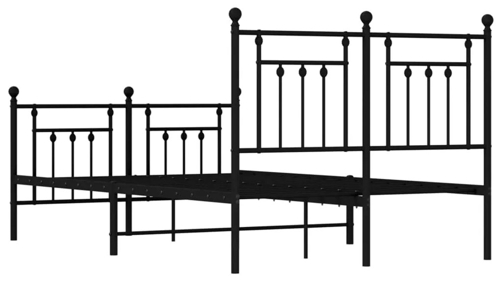 Estrutura de cama com cabeceira e pés 120x200 cm metal preto