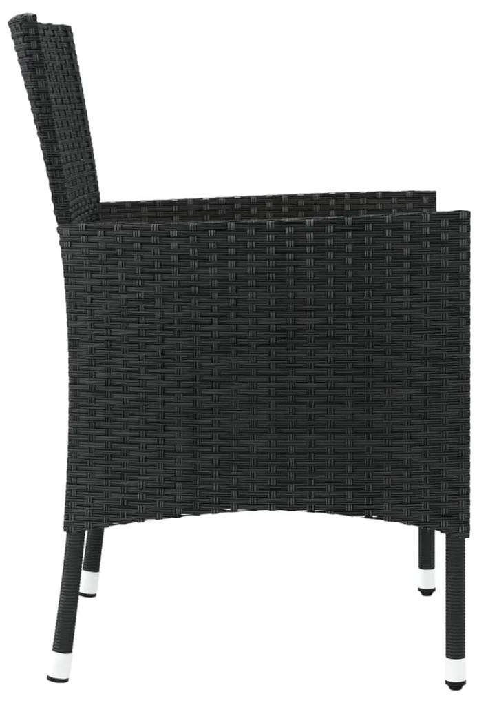 Cadeiras de jardim com almofadões 4 pcs vime PE preto
