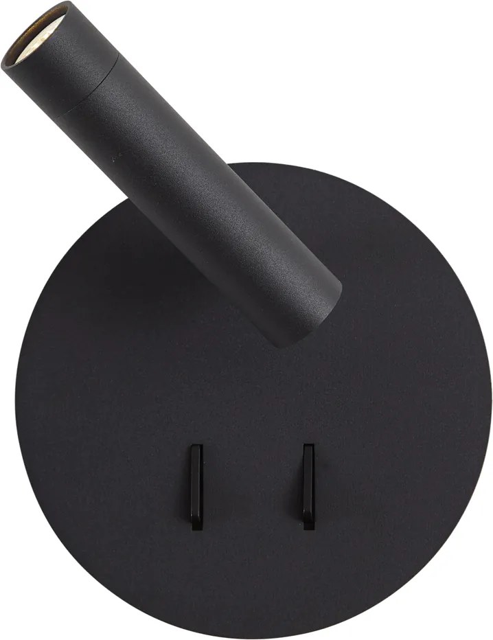 Candeeiro de Parede Moderno Preto Incl. LED com USB-C - Croft