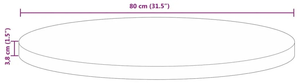 Tampo de mesa redondo Ø80x3,8cm madeira recuperada maciça