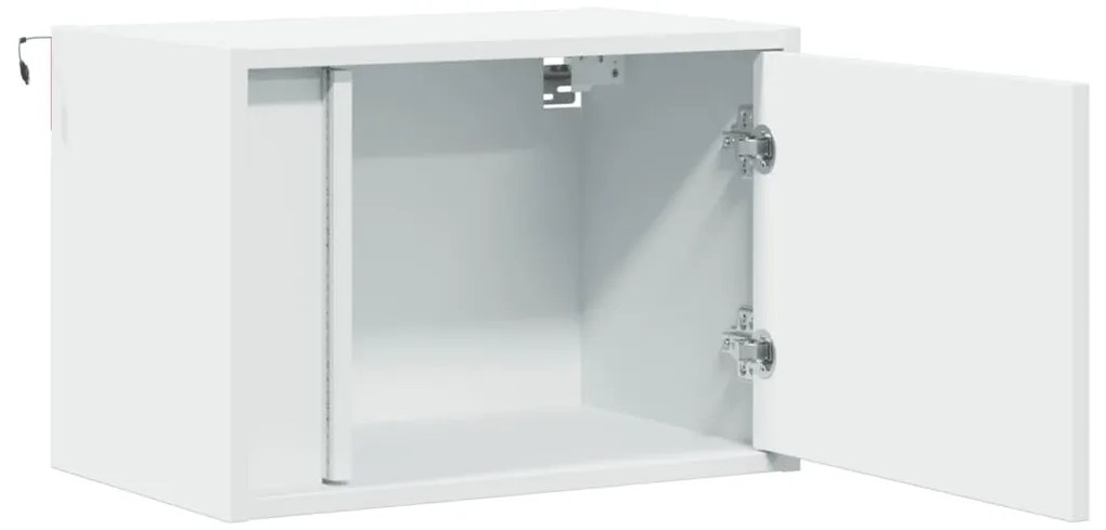 Mesas de cabeceira de parede com luzes LED 2 pcs branco