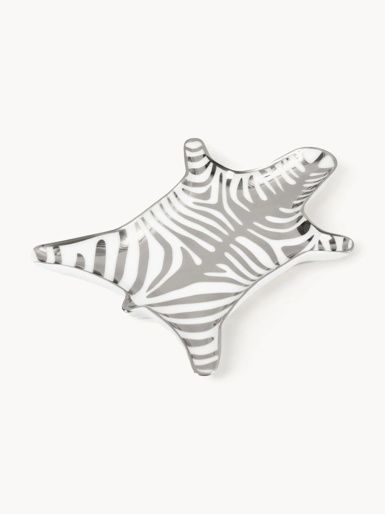 Tabuleiro decorativo de porcelana com motivo de zebra