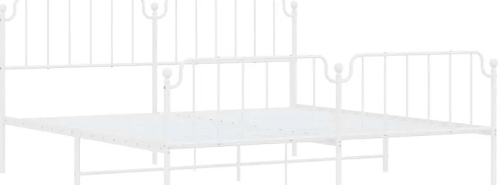 Estrutura de cama com cabeceira e pés 193x203 cm metal branco