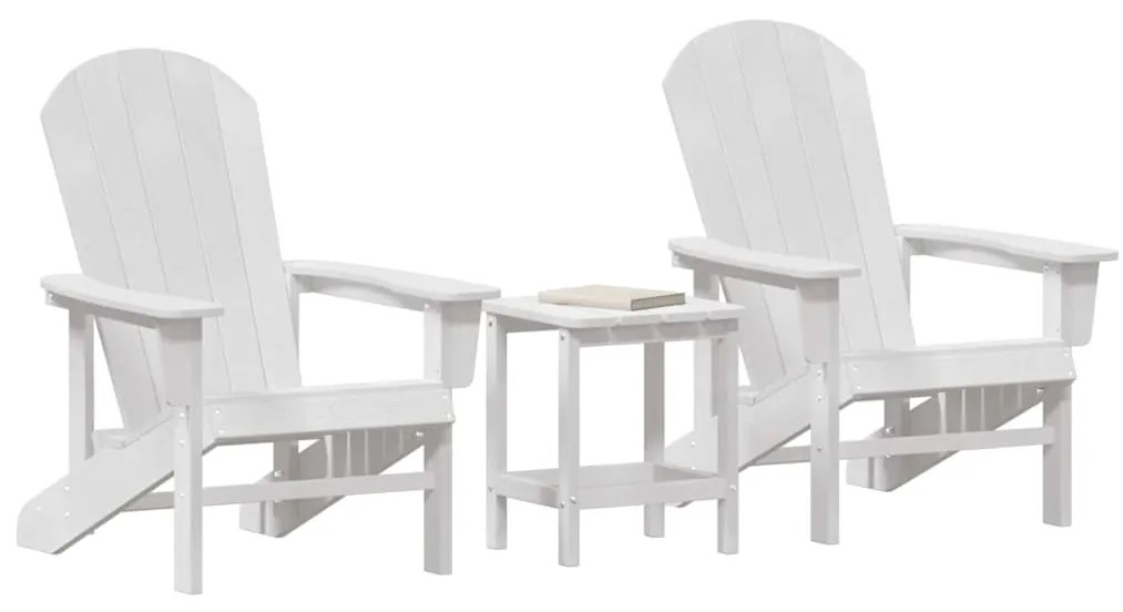 Conjunto de Lounge de Jardim 3 Peças Branco HDPE vidaXL
