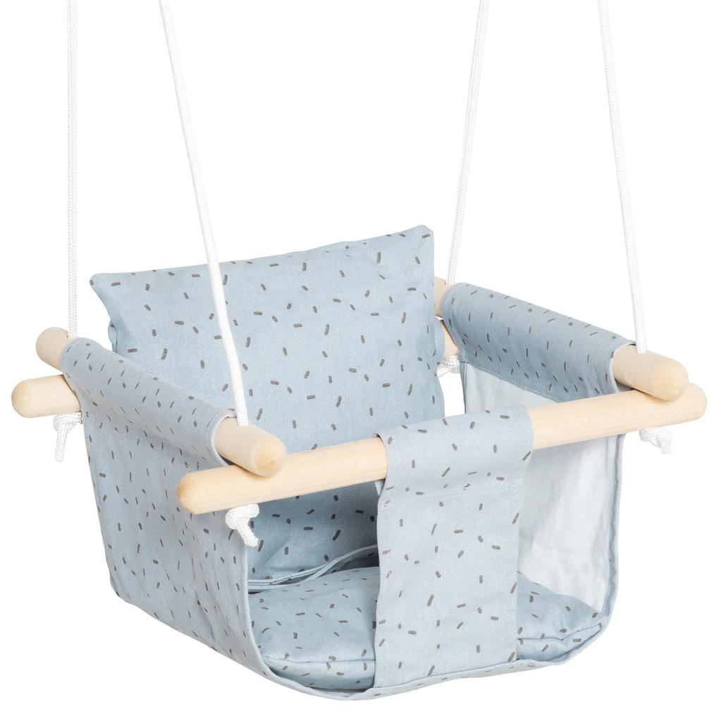 Baloiço para Bebé com Altura Ajustável Cinto de Segurança Interior Exterior Carga Máx. 80kg Madeira 40x40x180cm Cinza e Branco