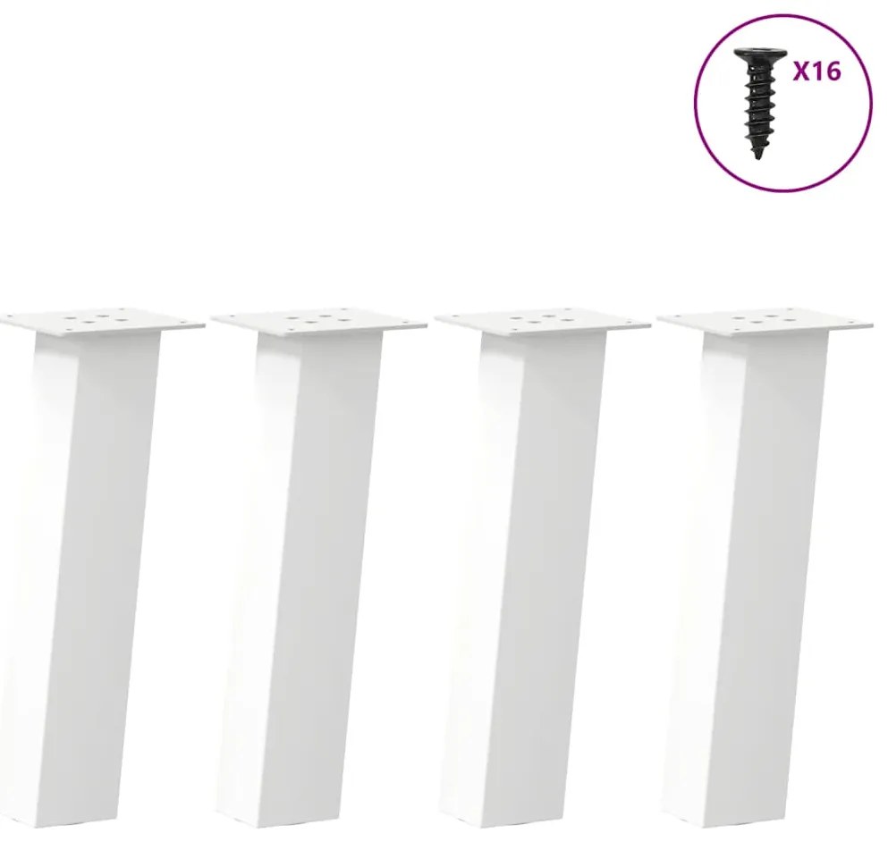 vidaXL Pés para mesa de centro 4 peças, branco, 42 cm, aço