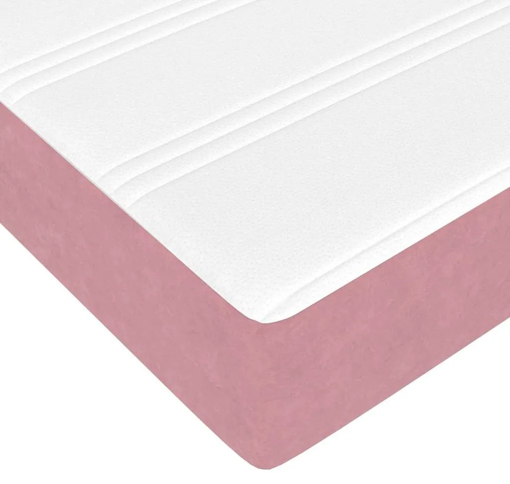 Estrutura de cama com colchão Outros Rosa 140 x 200 cm Veludo