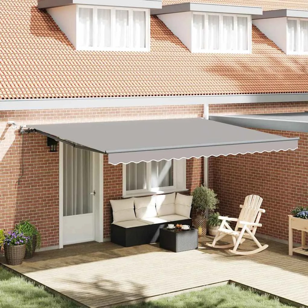 Toldo Retrátil Automático vidaXL com Luz Cinza-Claro 450x300 cm
