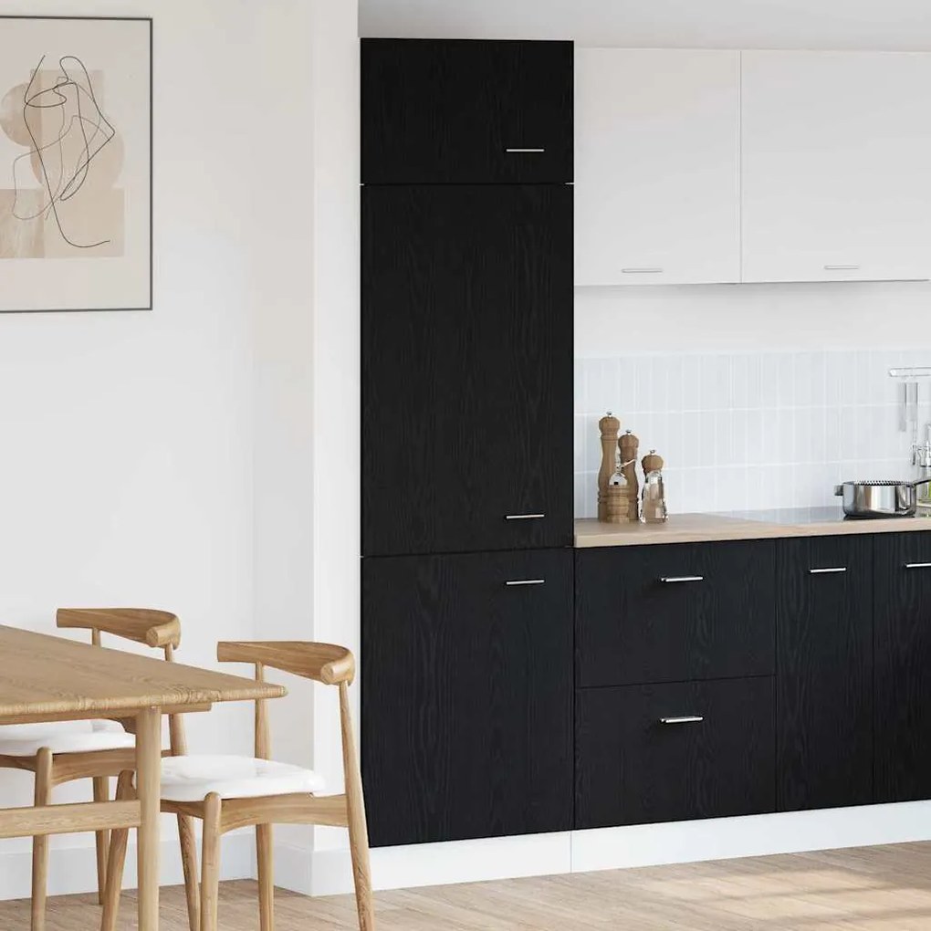 vidaXL Armário de Geladeira em Carvalho Preto - 60x57x207 cm, Feito de Madeira de Engenharia