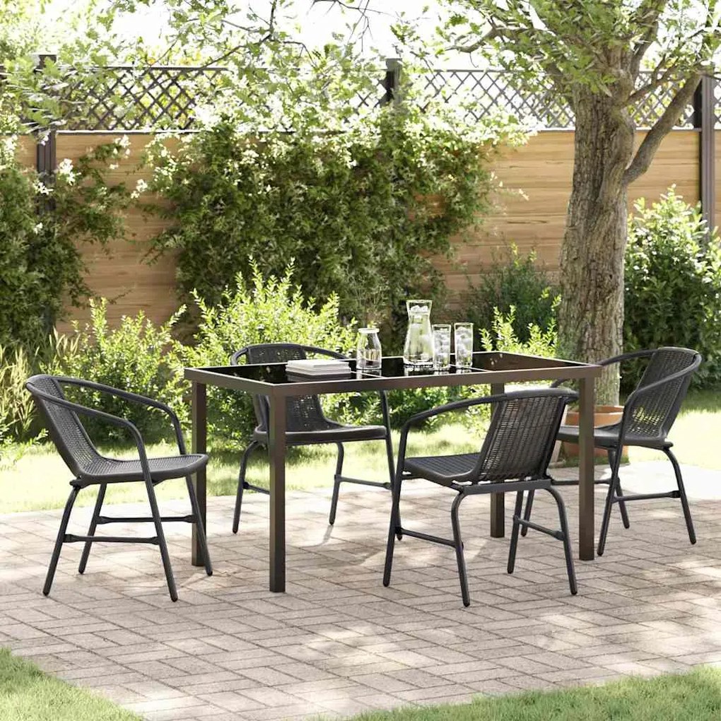 vidaXL Conjunto de Jantar para Jardim com 5 Peças em Rattan Sintético Preto