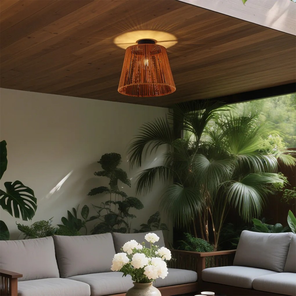 Plafon de exterior Japandi com corda laranja IP54 - Jayla