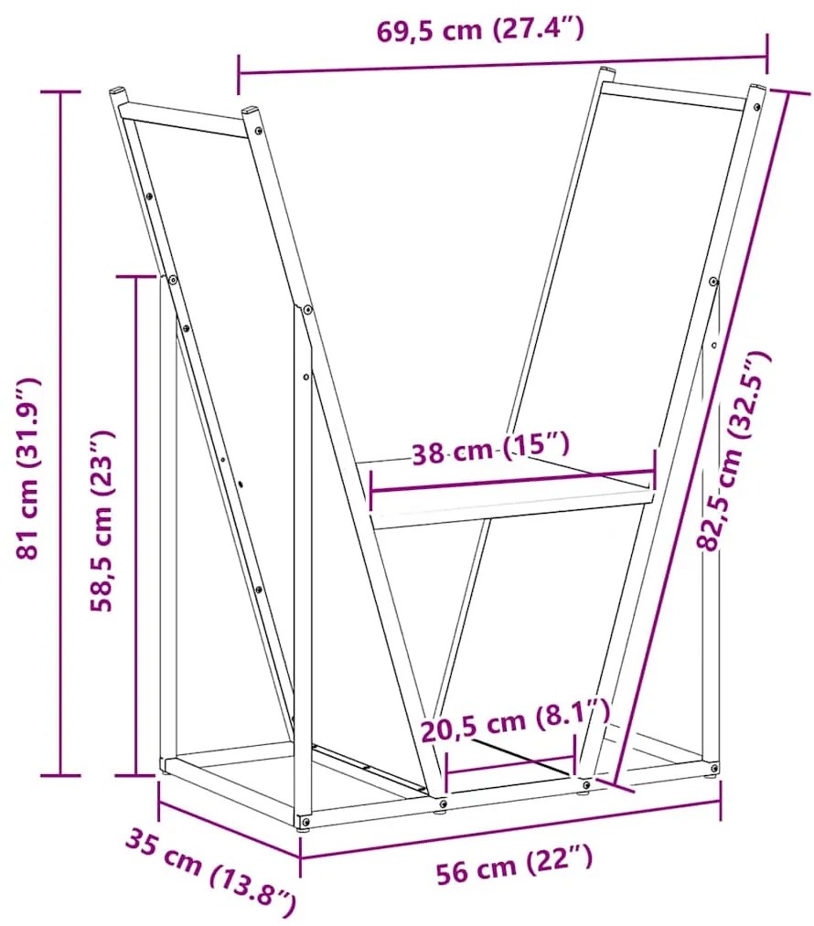 Suporte para lenha 69,5x35x81 cm aço laminado a frio antracite