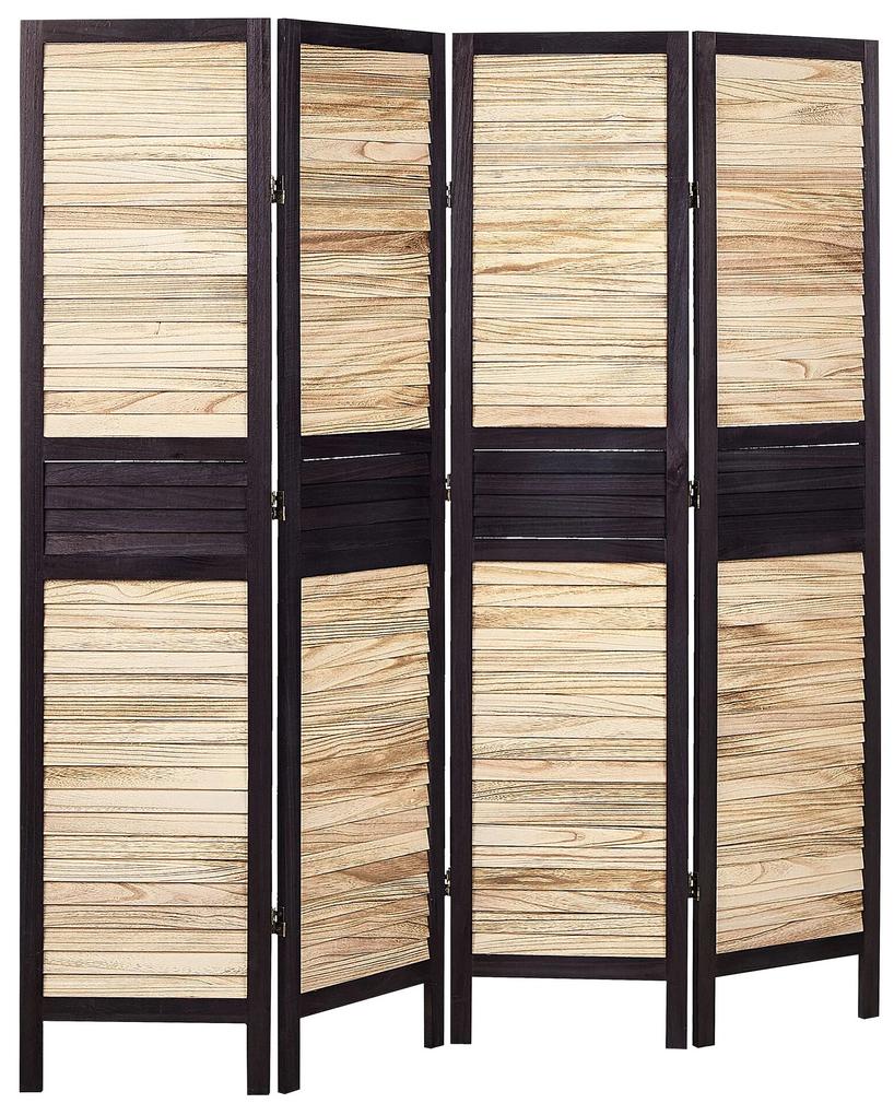 Biombo com 4 painéis em madeira castanha clara 170 x 164 cm BRENNERBAD Beliani