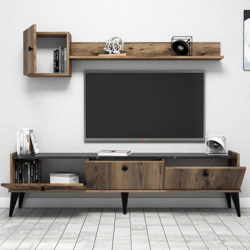 Móvel TV Lidya – Nogueira – 180 cm x 49 cm x 35 cm