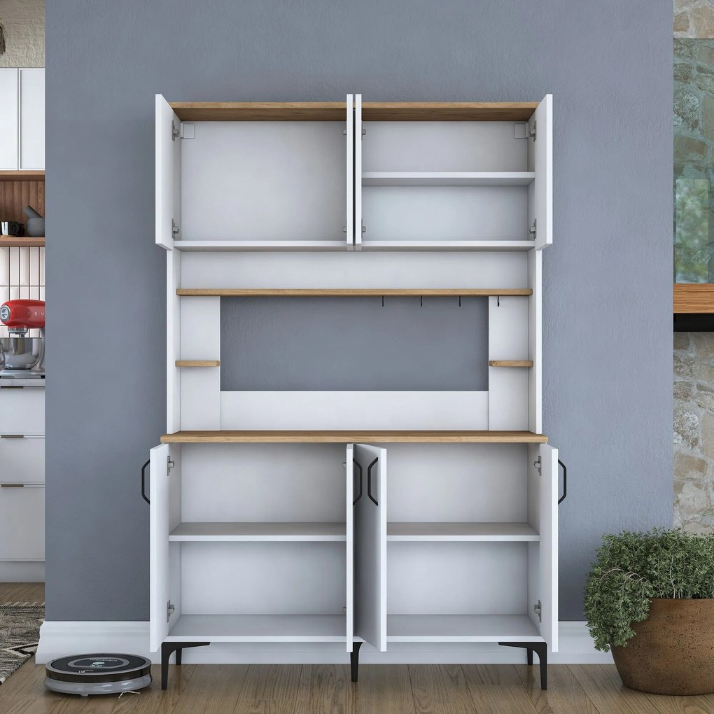 Armário Alto de Cozinha "Stella" - 120 x 184,2 x 40 cm - Nogueira e Br