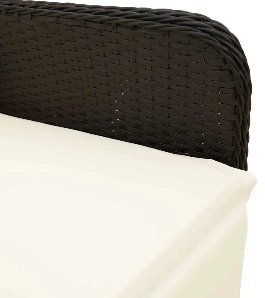 5 pcs conjunto bistrô de jardim c/ almofadões vime PE preto