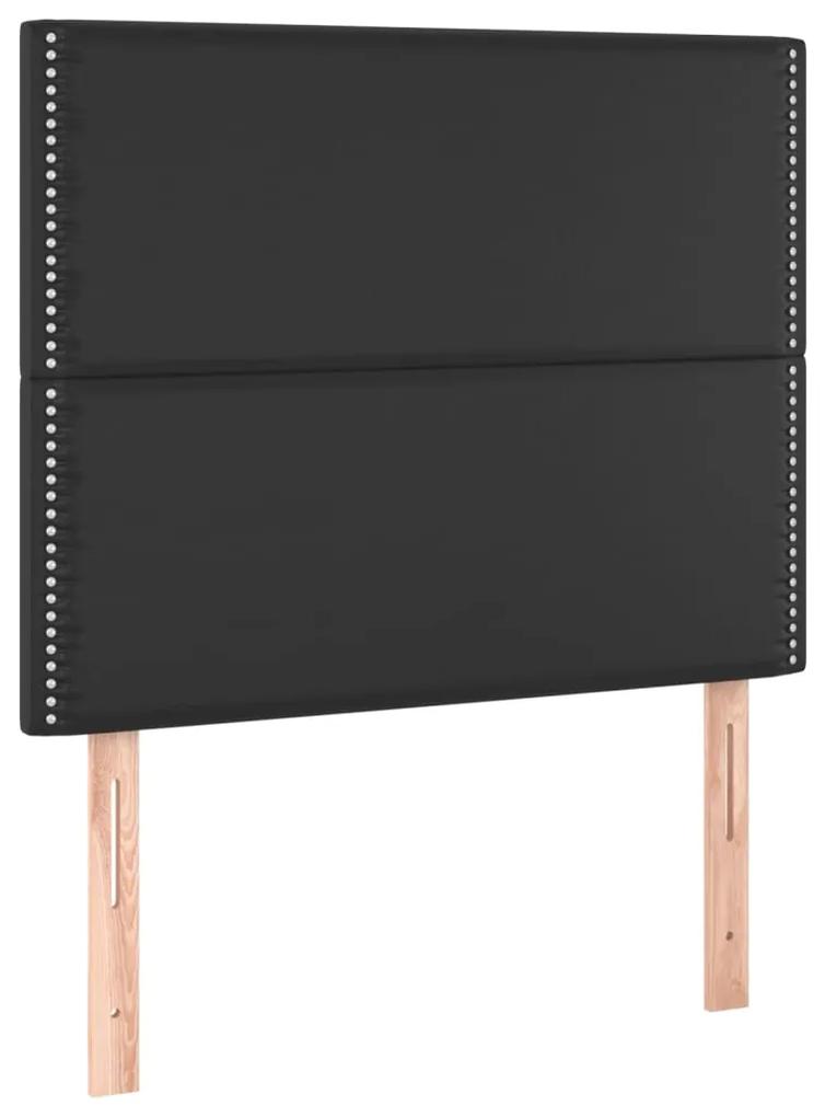 Cama com molas/colchão 90x200 cm couro artificial preto