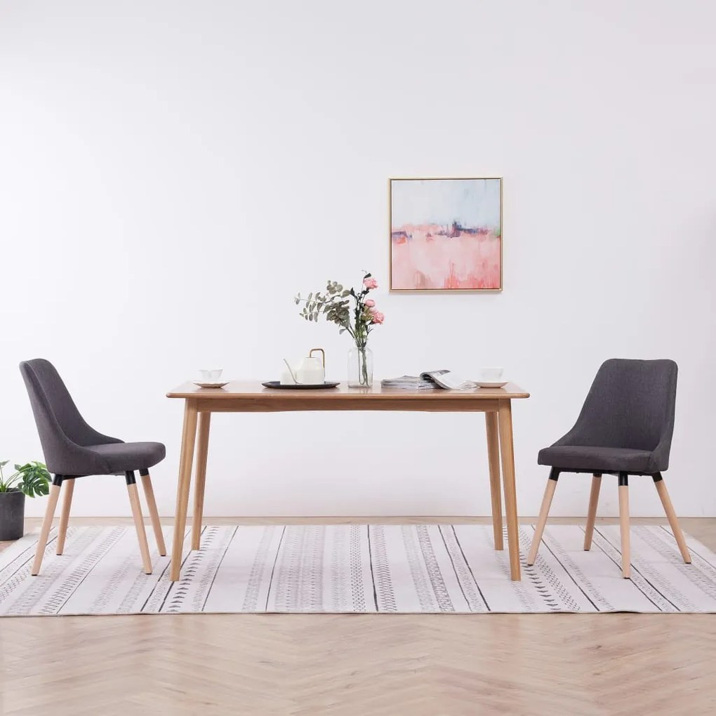 283626 vidaXL Cadeiras de jantar 2 pcs tecido cinzento-escuro