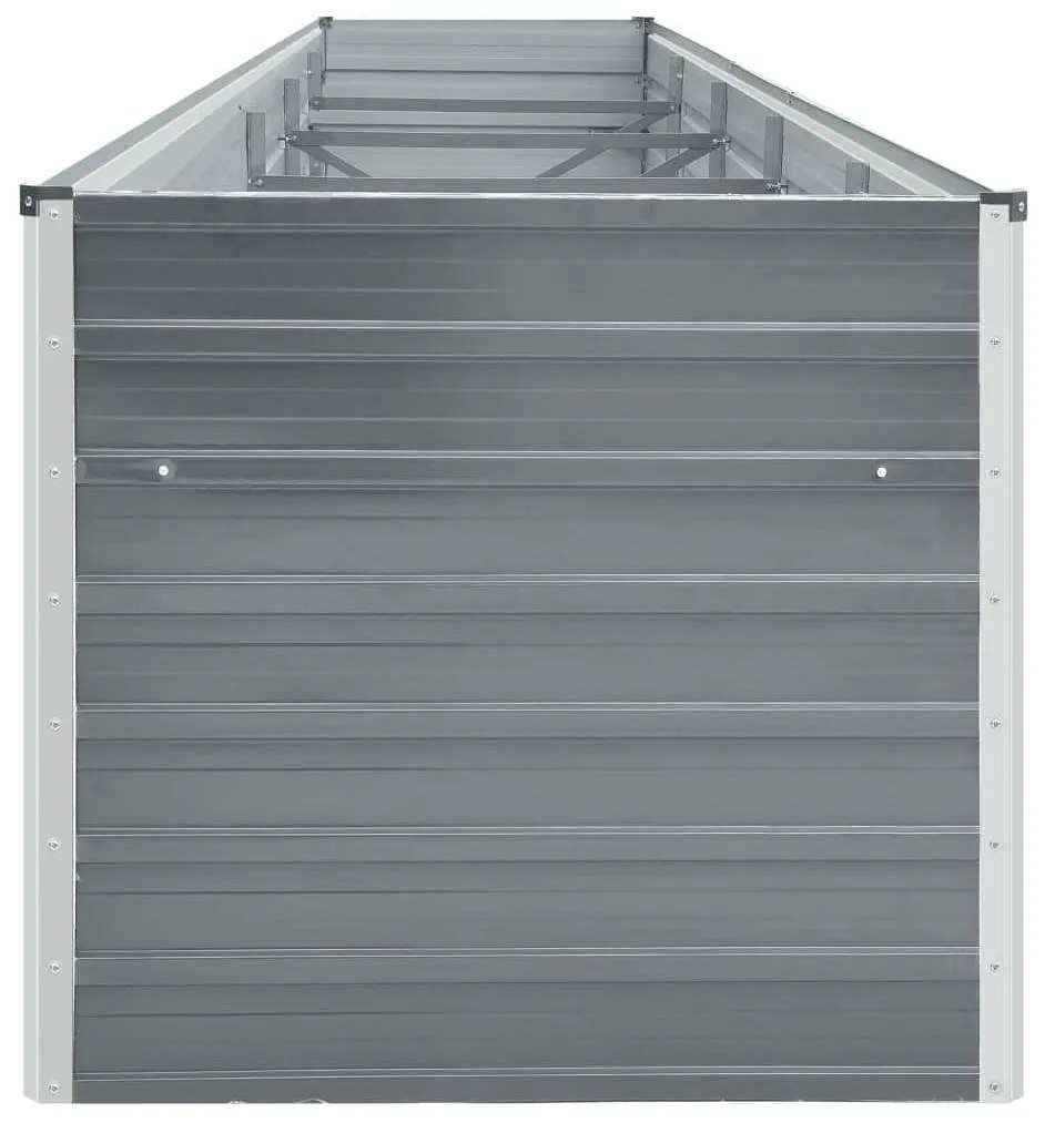 Canteiro elevado jardim aço galvanizado 400x80x45 cm cinzento