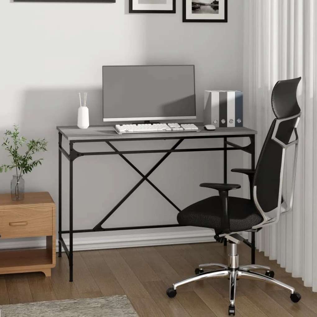 vidaXL Secretária 100x50x75 cm derivados madeira/ferro cinzento sonoma