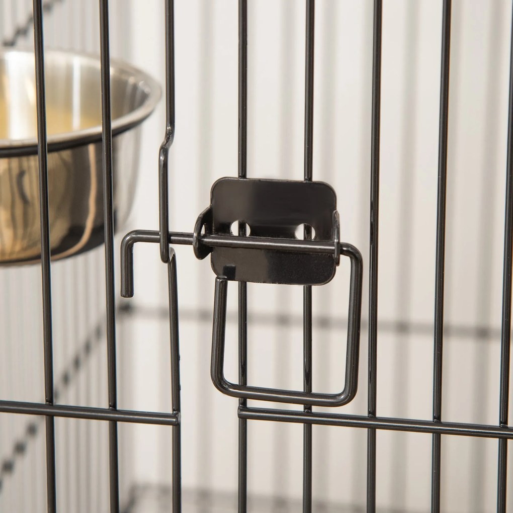 PawHut Gaiola para Pássaros com Suporte Rodas Bandeja Amovível 2 Comed