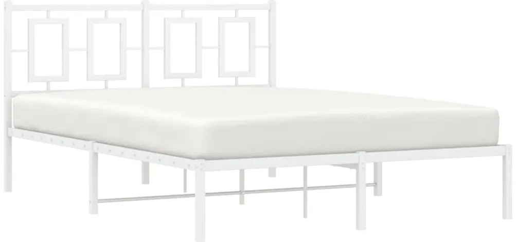 Estrutura de cama com cabeceira 135x190 cm metal branco