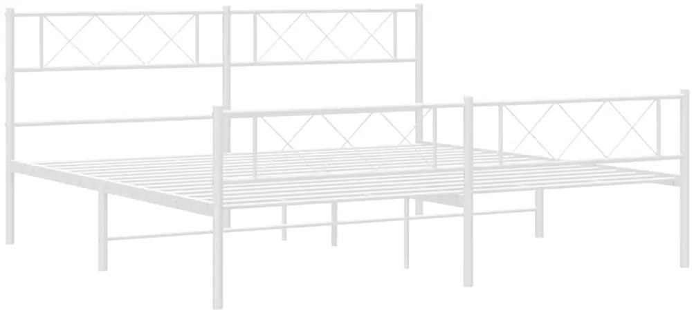 Estrutura de cama com cabeceira e pés 183x213 cm metal branco