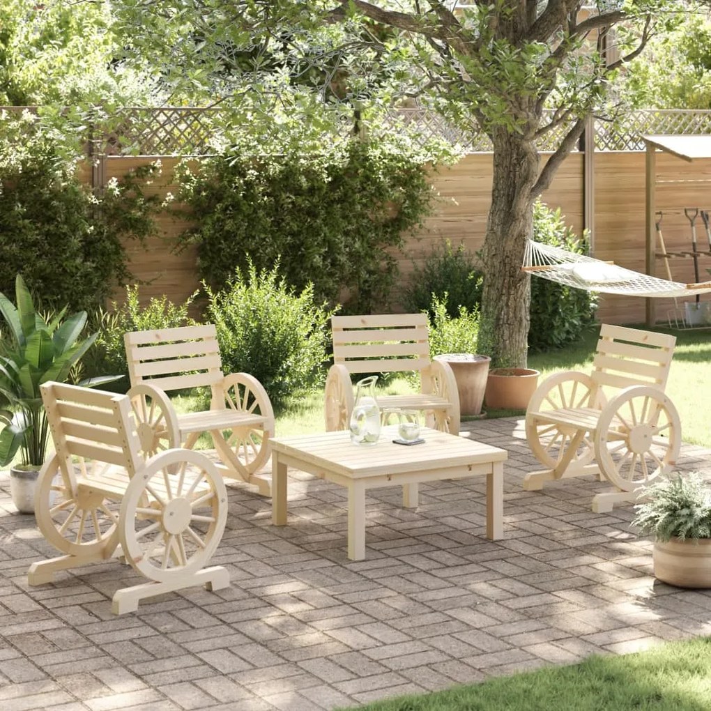 Cadeiras de jardim 4 pcs madeira de abeto maciça