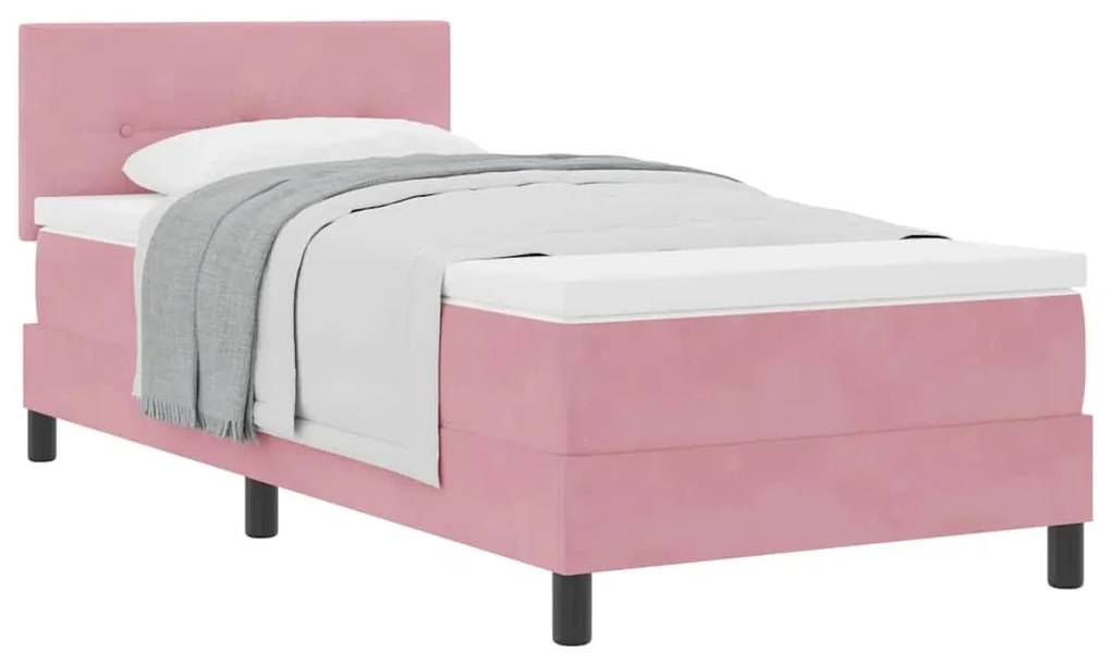 Cama Box com Colchão vidaXL Rosa 80x200 cm Veludo