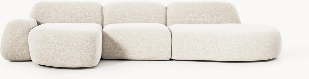 Sofá de canto modular em bouclé com chaise longue Wolke (4 lugares)