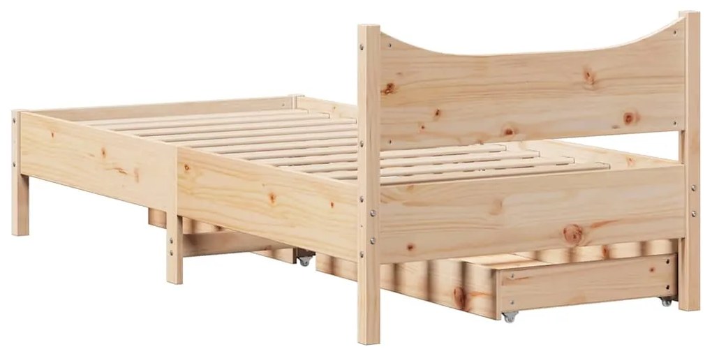 Estrutura de cama com gavetas 90x190 cm madeira de pinho maciça