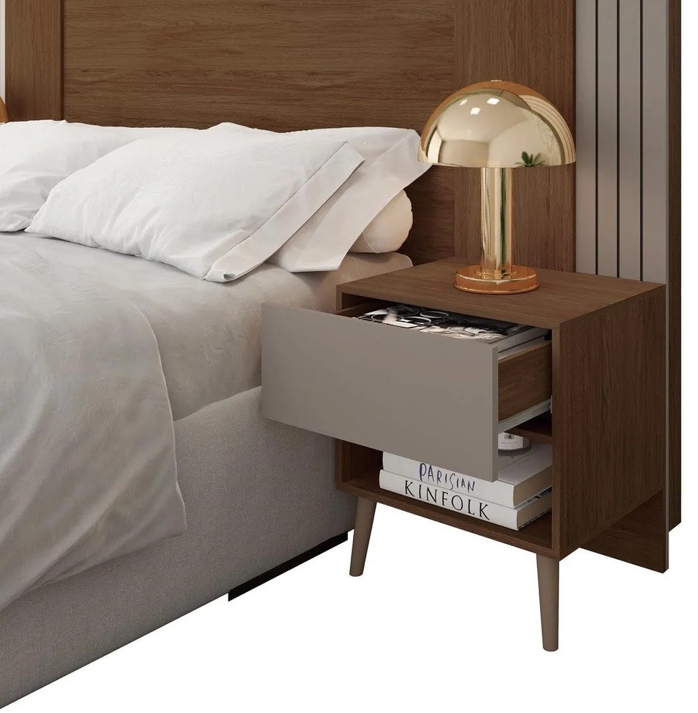 Cabeceira de Cama LUCHIA – Extensível + 2 Mesas de Cabeceira – MDP Hab