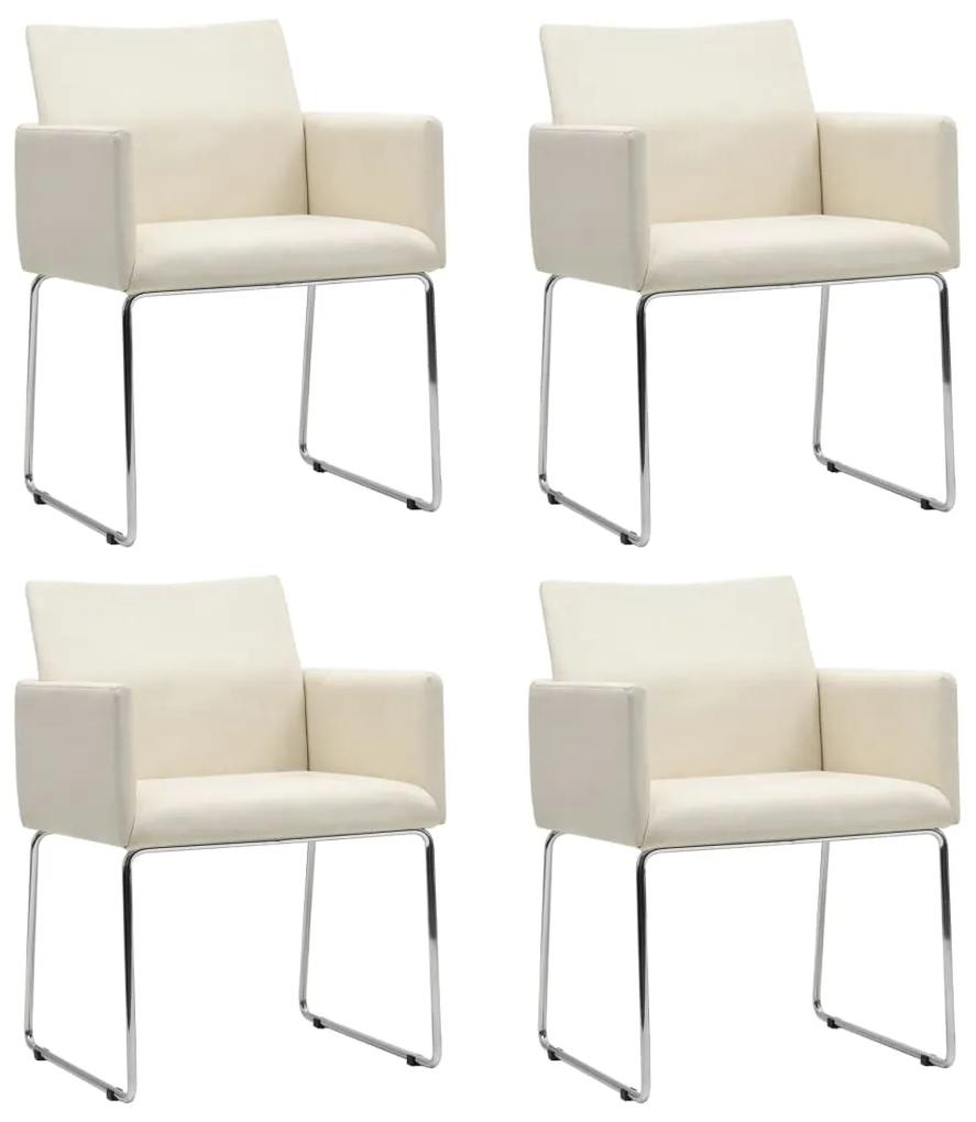 Cadeiras de jantar 4 pcs aspeto linho tecido branco