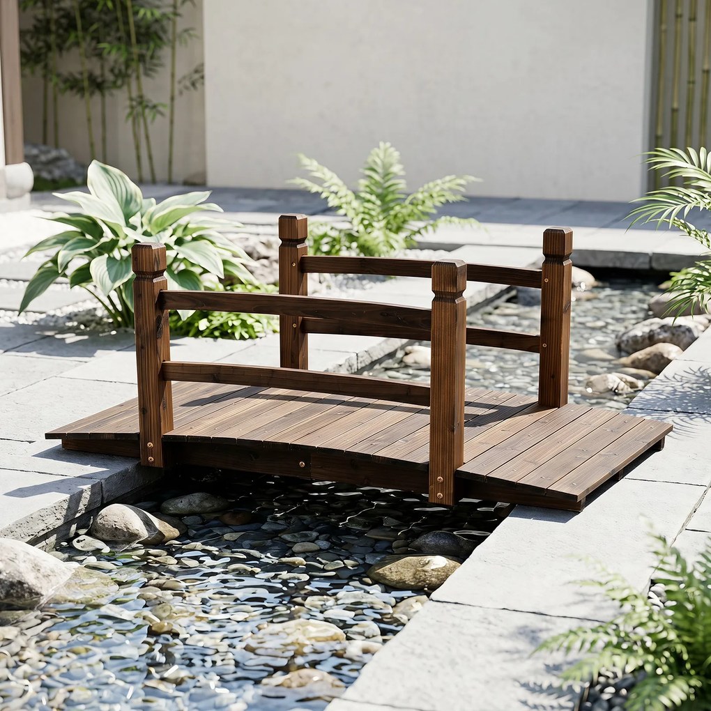 Ponte de Jardim, 125 x 68 x 47 cm, Madeira de Abeto Carbonizada, Castanho