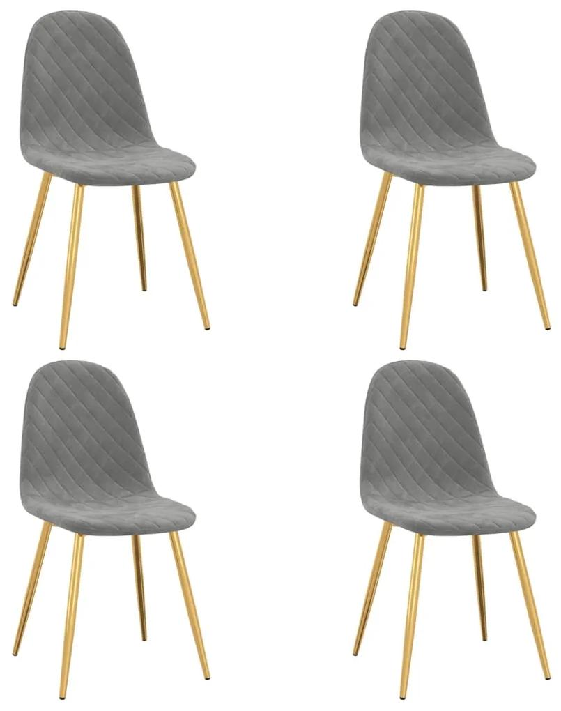 Cadeiras de jantar 4 pcs veludo cinzento-claro