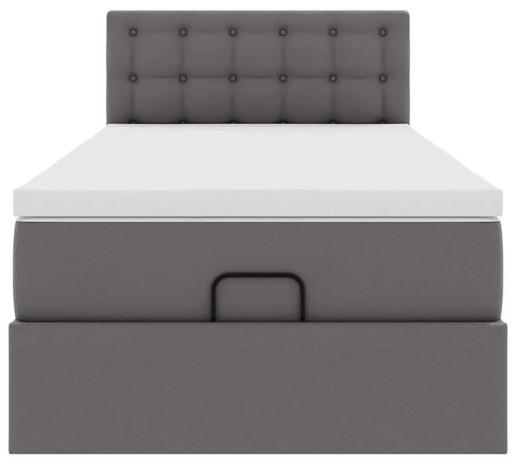 Cama otomana com colchão 100x200 cm couro artificial cinzento